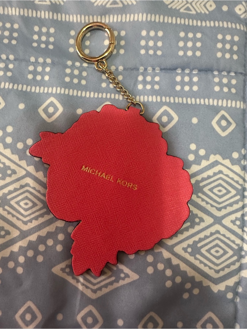 Michael Kors Red Floral Saffiano Leather Keychain - Picture 10 of 13